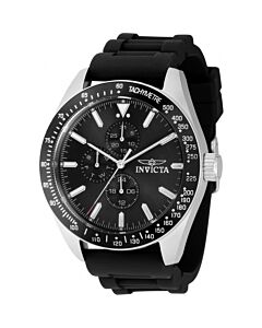 Men's Aviator Silicone Black Dial Watch