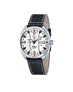 Men's Aviator Yak-15 Leather Silver-white Dial Watch