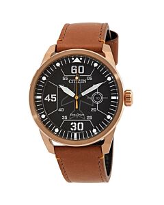 Men's Avion Leather Black Dial Watch