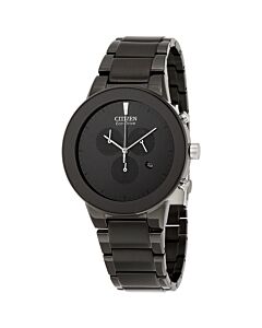 Men's Axiom Chronograph Black Ion-plated Stainless Steel Black Dial