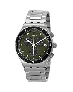 Men's Back In Khaki Chronograph Stainless Steel Green Dial Watch