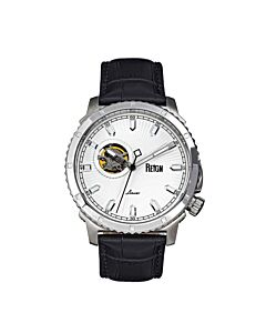 Men's Bauer Leather White (Open Heart) Dial Watch