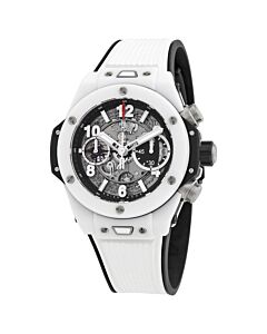 Men's Big Bang UNICO Chronograph (Structured Lined) Rubber Silver Skeleton Dial Watch