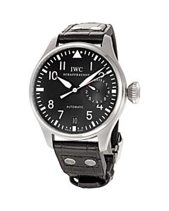 Men's Big Pilots Watch Leather Black Dial Watch