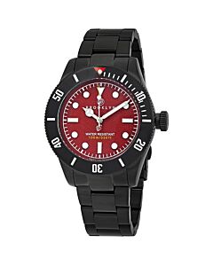 Men's Black Eyed Pea Black Ion-plated Stainless Steel Red Dial