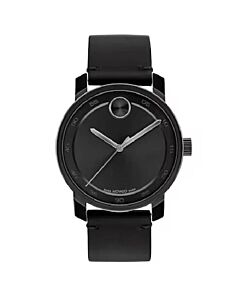 Men's Bold Access Leather Black Dial Watch