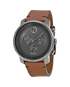 Men's Bold Chronograph Rustic Brown Leather Grey Dial