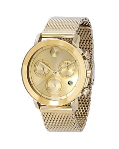 Men's Bold Evolution Chronograph Stainless Steel Mesh Gold Dial Watch