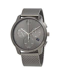 Men's Bold Thin Chronograph Stainless Steel Mesh Grey Dial Watch