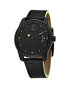Men's BOLD Verso Leather Black Dial Watch