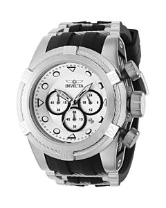 Men's Bolt Chronograph Silicone and Stainless Steel Black and Silver Dial Watch