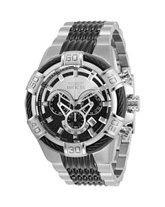 Men's Bolt Chronograph Stainless Steel Silver and Black Carbon Fiber Dial Watch