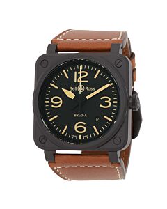 Men's BR 03 Calfskin Black Dial Watch