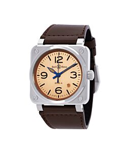 Men's BR 03 Calfskin Leather Copper Dial Watch