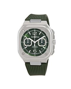 Men's BR05 Chronograph Rubber Green Sunray Dial Watch