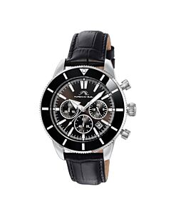 Men's Brandon Chronograph Leather Black Dial Watch