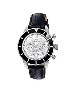 Men's Brandon Chronograph Leather Silver-tone Dial Watch