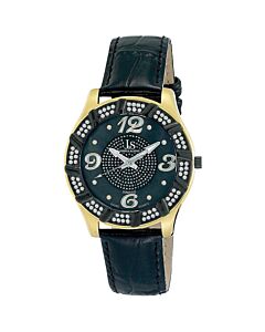 Men's Calfskin Leather Black outer mother of pearl encrusted with crystal Dial