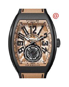 Men's Camouflage Tourbillon Leather Brown Dial Watch