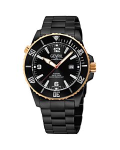 Men's Canal Street Stainless Steel Black Dial Watch