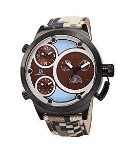 Men's Canvas Brown and Blue (Triple Time) Dial Watch
