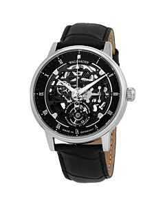 Men's Capital Carbon Silver Leather Black (Skeleton) Dial Watch