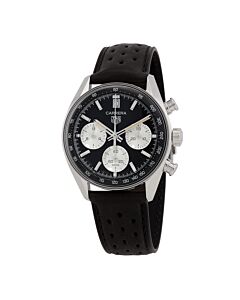 Men's Carrera Chronograph Leather Black Dial Watch