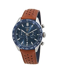 Men's Carrera Chronograph Leather Blue Dial Watch