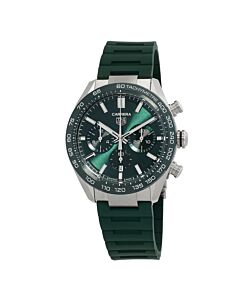 Men's Carrera Chronograph Rubber Green Circular Brushed Dial Watch