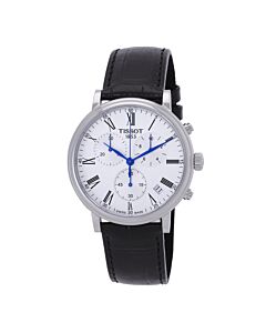 Men's Carson Chronograph Leather Silver Dial Watch