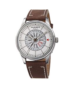 Mens Casual Leather White Dial Watch