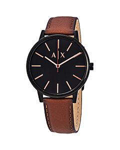 Men's Cayde Leather Black Dial Watch