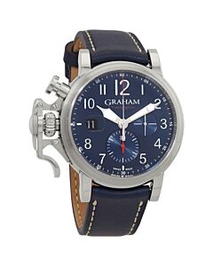 Men's Chronofighter Grand Vintage Chronograph Leather Blue Dial Watch