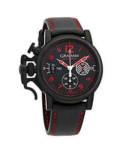 Men's Chronofighter Vintage Chronograph Leather Black Dial Watch