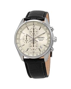 Men's Chronograph Leather Champagne Dial Watch
