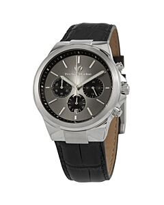 Mens-Chronograph-Leather-Silver-Dial-Watch