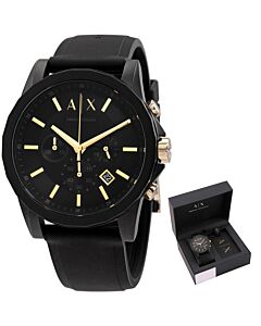 Men's Chronograph Silicone Black Dial Watch