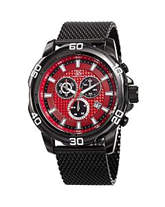 Men's Chronograph Stainless Steel Mesh Red Dial Watch