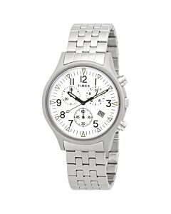 Men's Military Chronograph Stainless Steel White Dial Watch