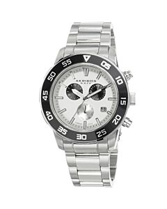 Men's Chrono Stainless Steel Silver-Tone Dial Blk Bezel and Subdials SS