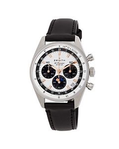 Men's Chronomaster Chronograph Leather Silver opaline Dial Watch
