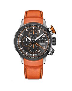 Men's Chronorally Chronograph Leather Grey Dial Watch