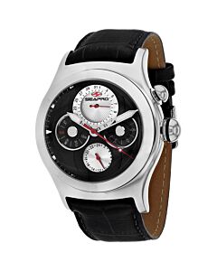 Men's Chronoscope Chronograph Leather Black Dial Watch