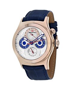 Men's Chronoscope Leather White Dial Watch