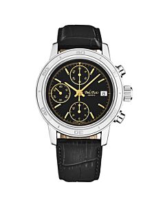 Men's Chronosport Chronograph Leather Black Dial Watch