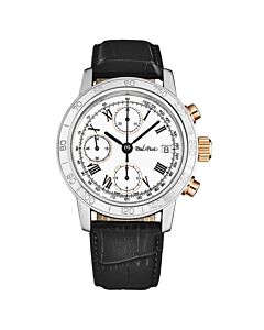 Men's Chronosport Chronograph Leather White Dial Watch