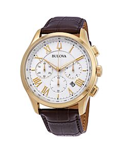 Mens-Classic-Chronograph-Croco-Embossed-Leather-White-Textured-Dial
