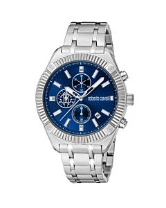 Men's Classic Chronograph Leather Blue Dial Watch
