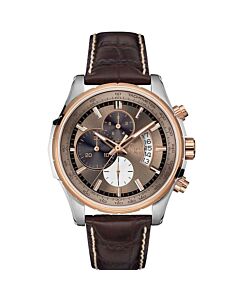 Men's Classic Chronograph Leather Brown Dial Watch