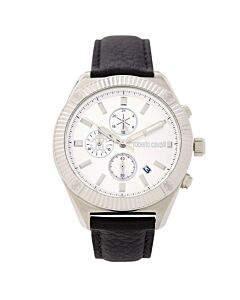 Men's Classic Chronograph Leather Silver-tone Dial Watch